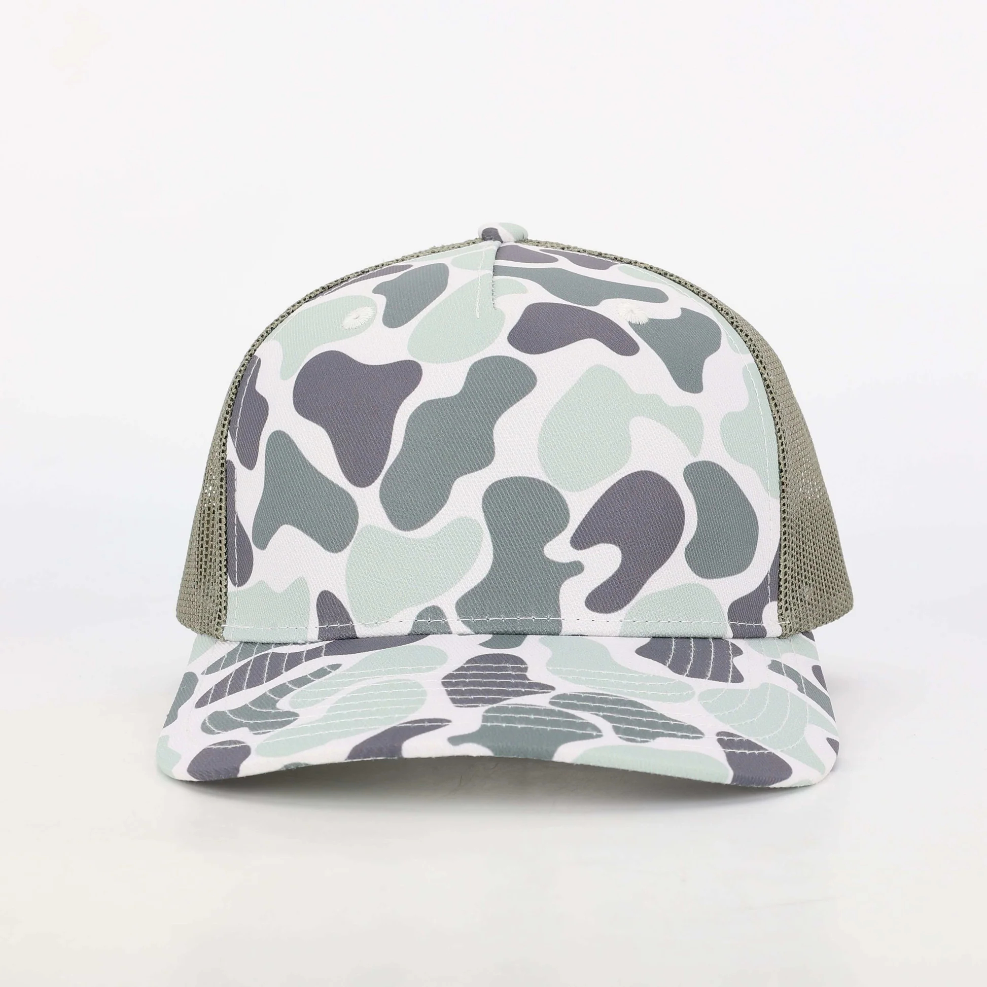 Light Camo 5 Panel Trucker Hat with Mesh Back – Casual Outdoor Snapback