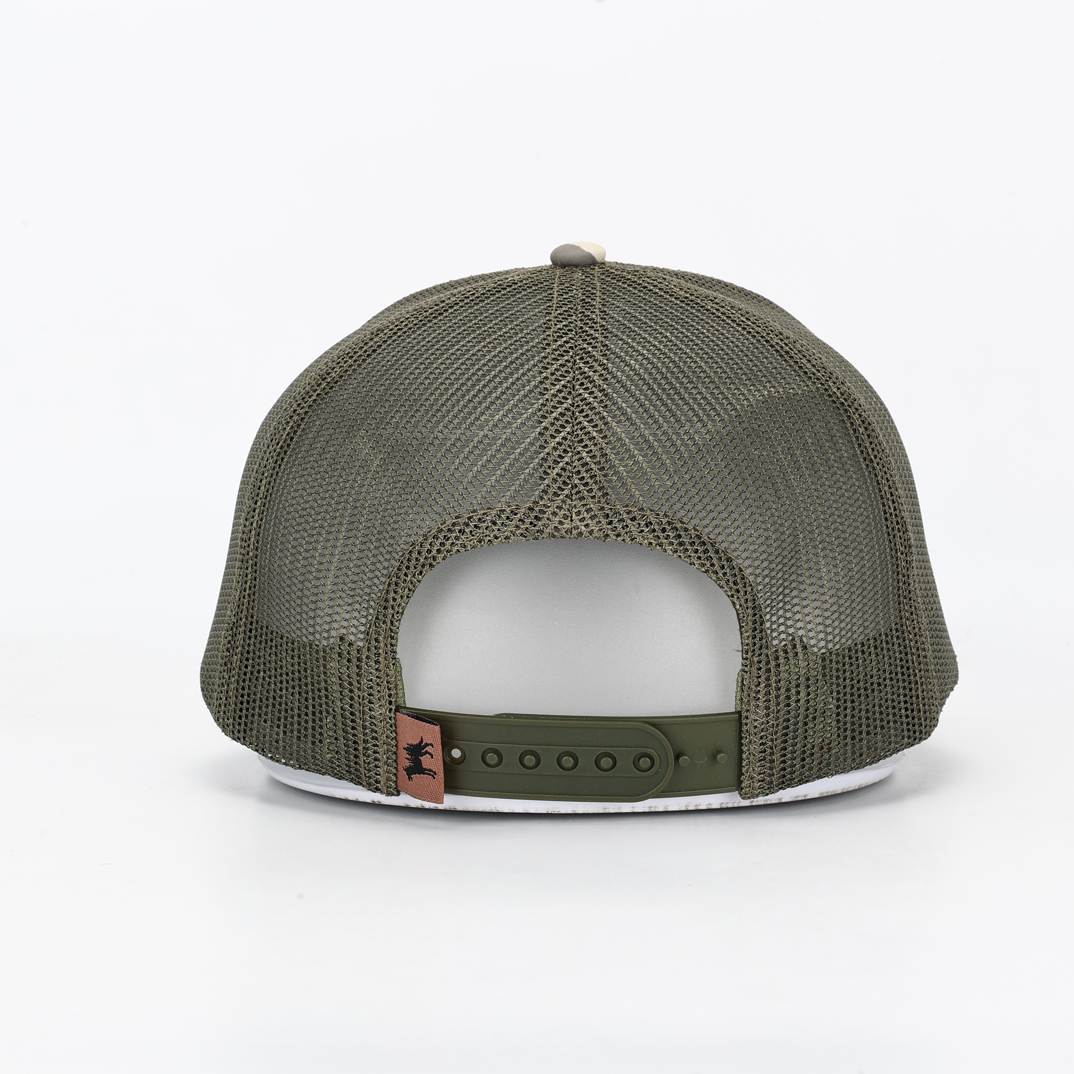 Camo Trucker Cap with Wolf Forest Leather Patch – Outdoor Adventure Hat