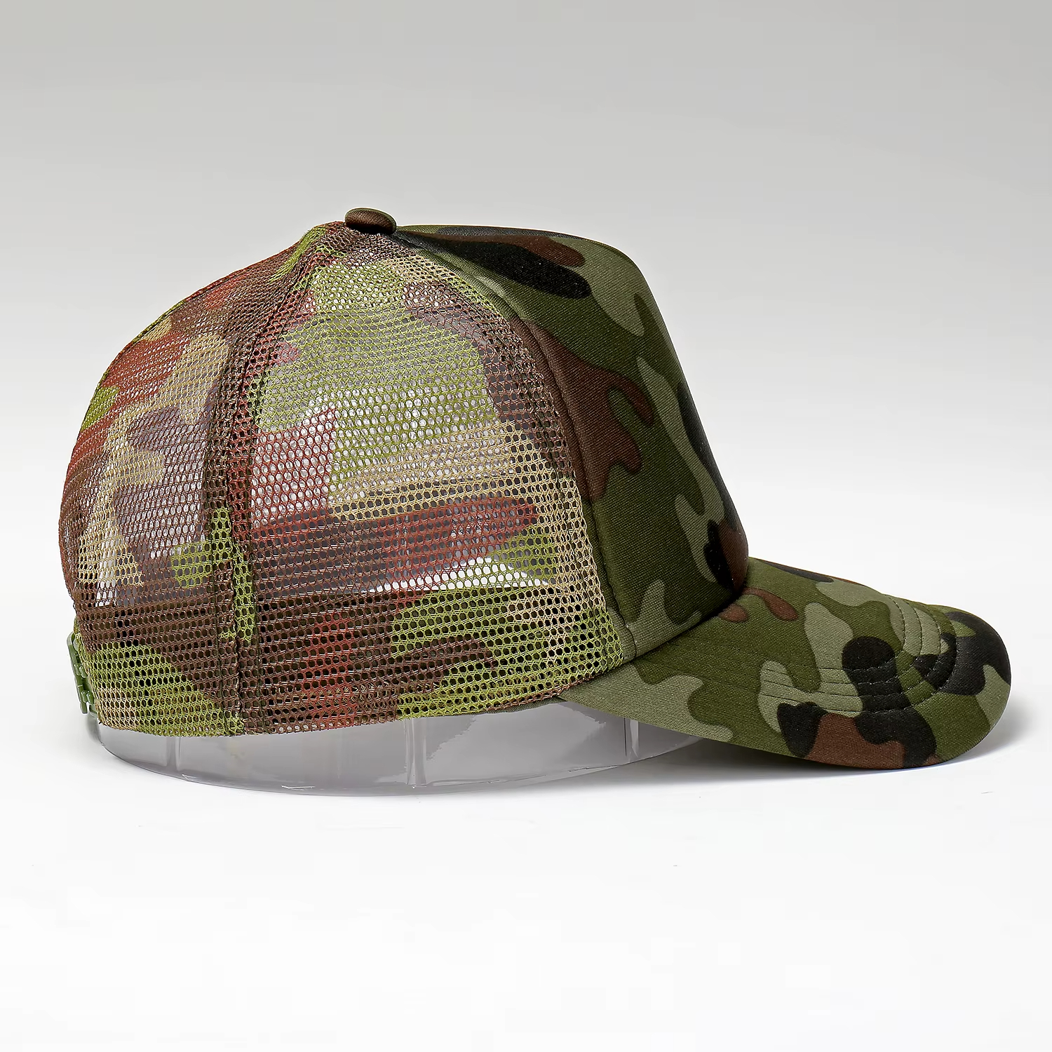 Camo Mesh Back Trucker Cap – Curved Brim Outdoor Style