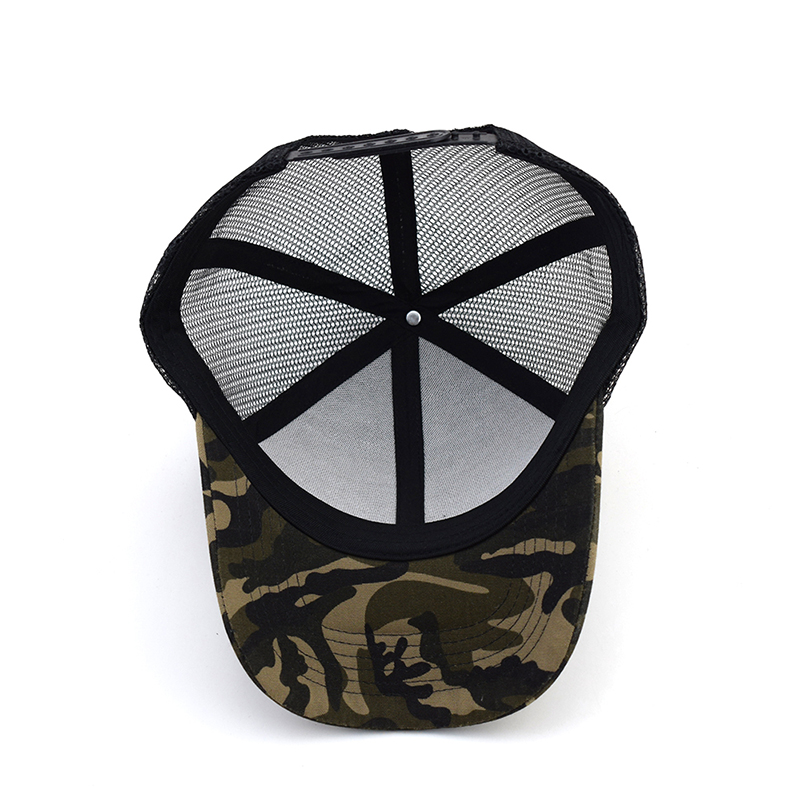 Camouflage Trucker Cap with Leather Patch Logo – Harp & Turner