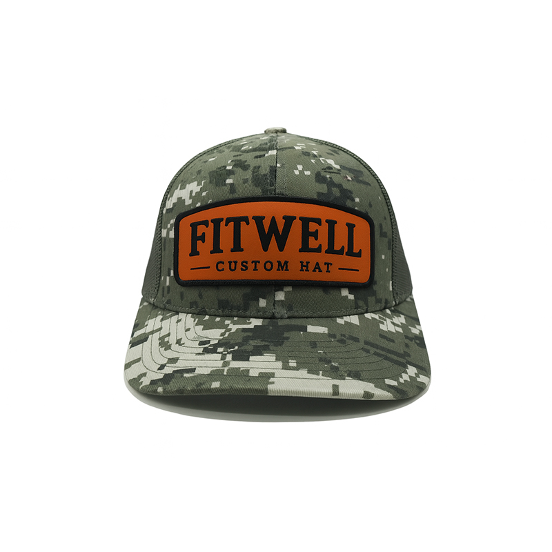 The Tap & Still Camo Trucker Cap with Custom Leather Patch