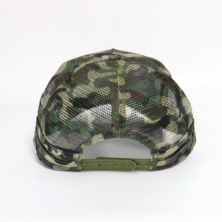 Camo Mesh Trucker Cap with Leather Bird Patch