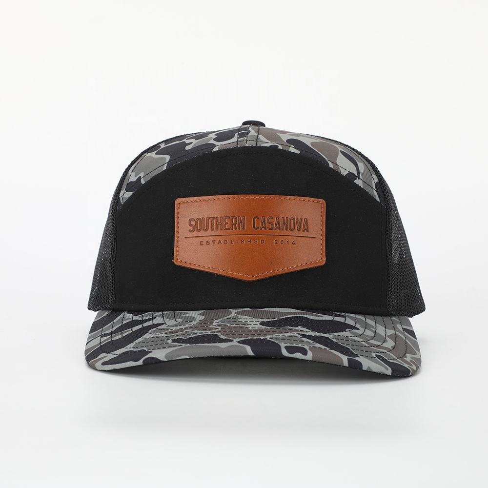 Camo Mesh Back Cap with Leather Logo Patch