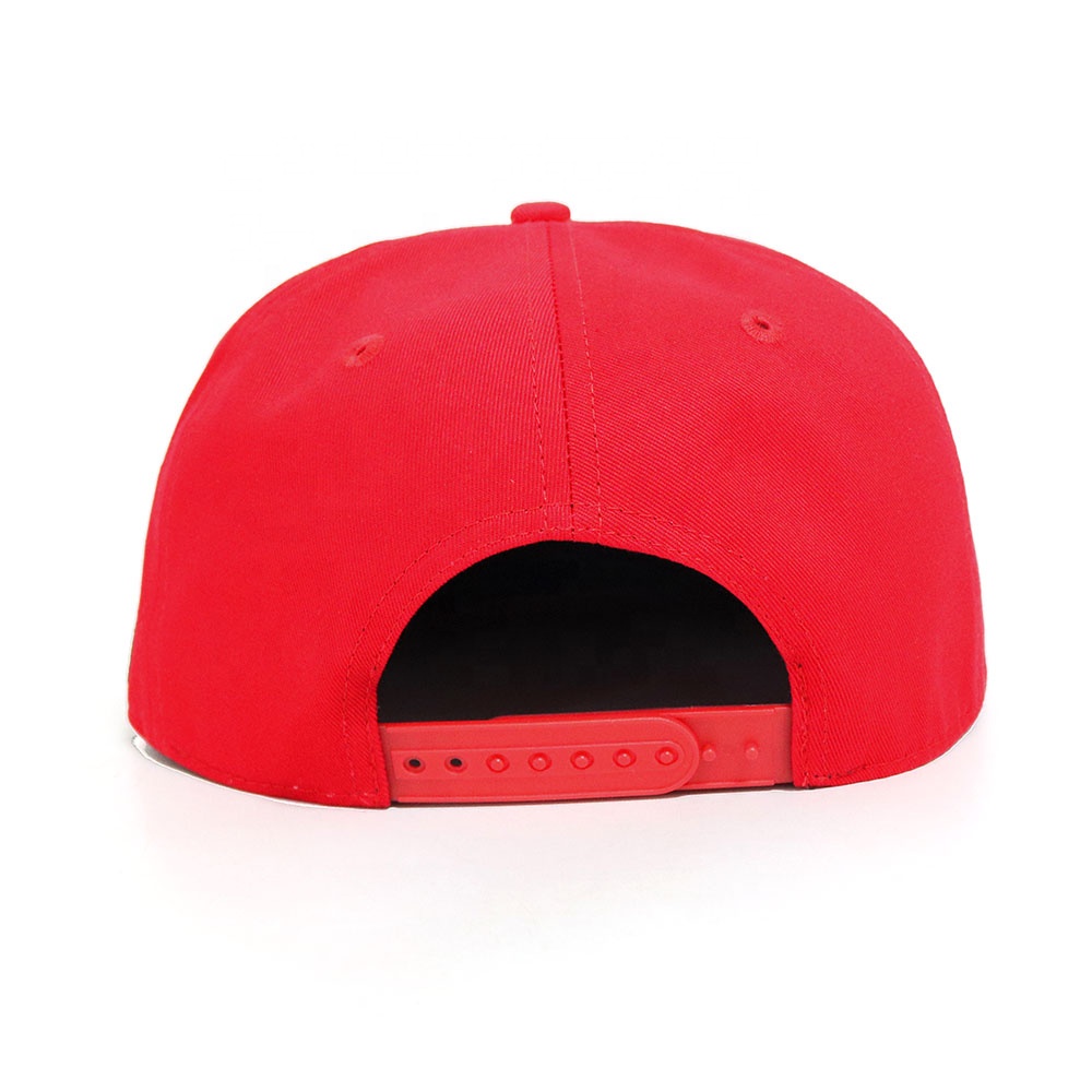 6 Panel Flat Brim Snapback Cap with Raised Embroidered Logo