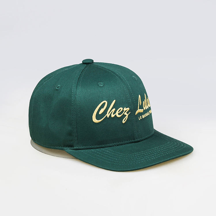 Green 6 Panel Snapback Cap with Embroidered Script Logo