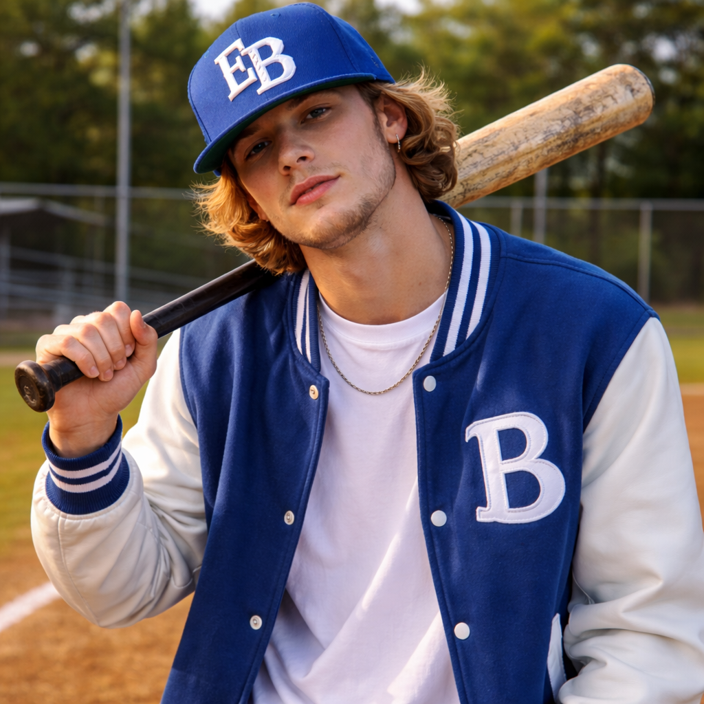 Royal Blue 6 Panel Snapback Cap with 3D Embroidered EB Logo