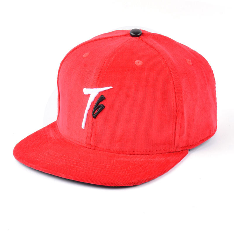 Red 6 Panel Snapback Cap with Minimal T6 Embroidered Logo