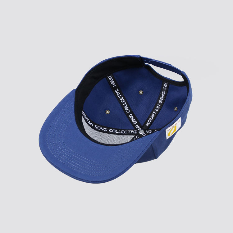 Blue 6-Panel Snapback Cap with Embroidered Lightning Logo