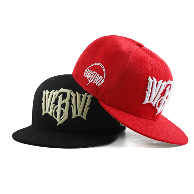 Bold Gothic Letter Embroidered 6 Panel Snapback Cap