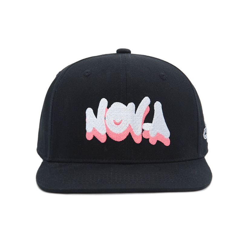 Black NOLA Letter Embroidery Flat Brim Snapback Cap