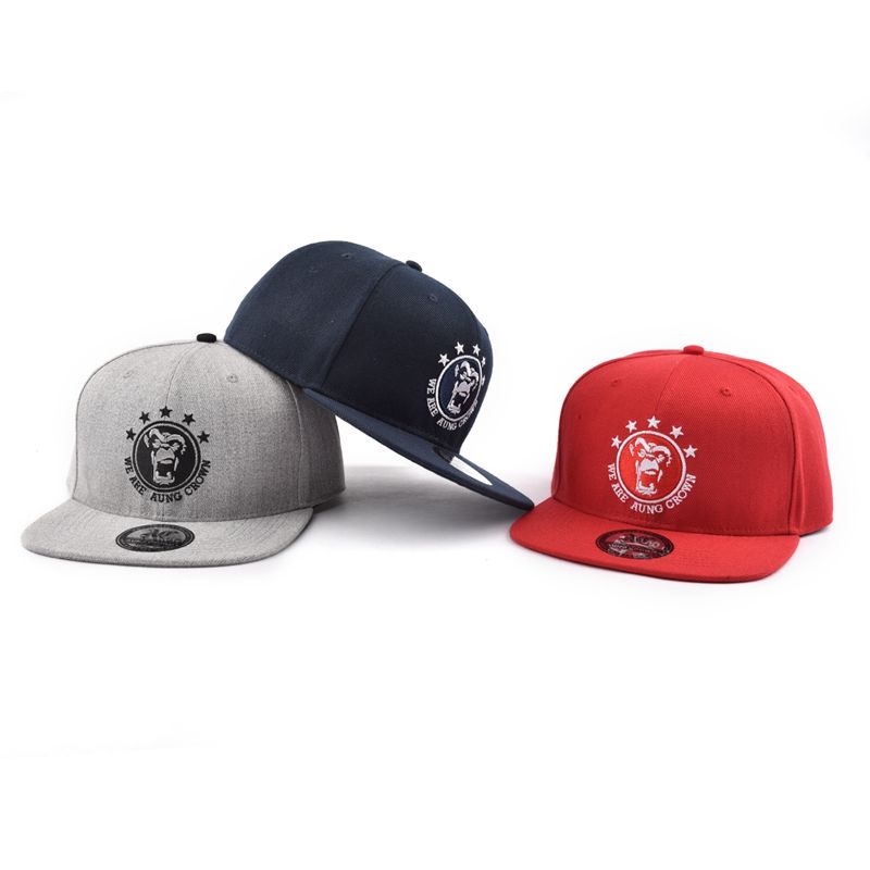 6 Panel Flat Brim Snapback Cap with Custom Embroidered Logo