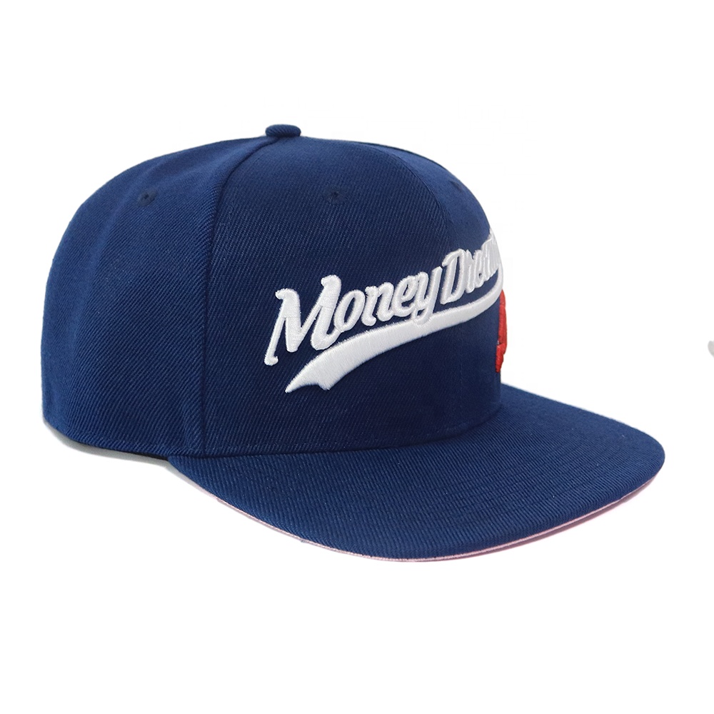 Money Dreams Embroidered Navy Blue Snapback Hat
