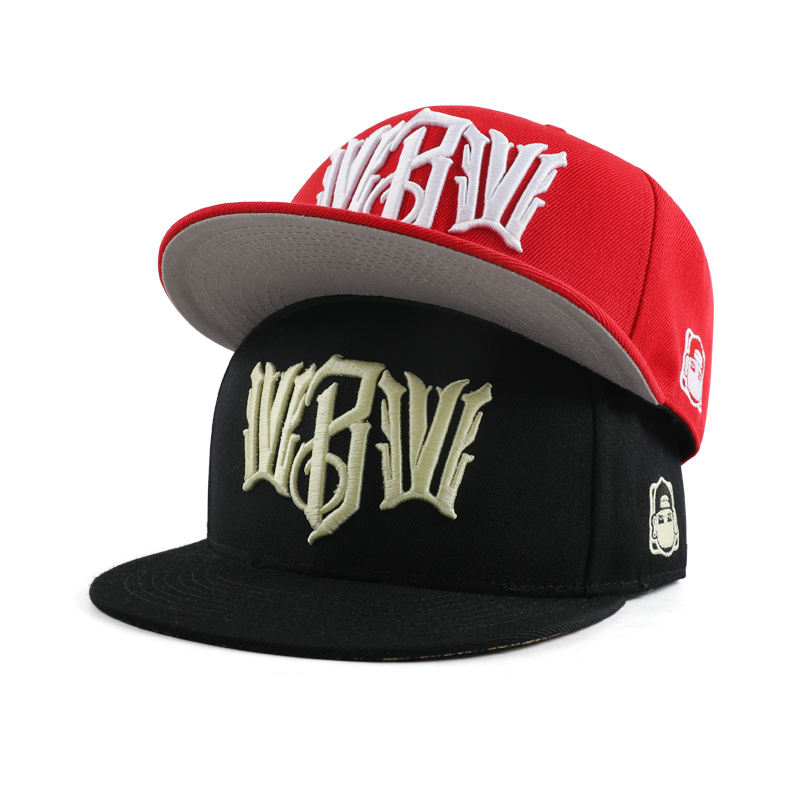 Bold Gothic Letter Embroidered 6 Panel Snapback Cap