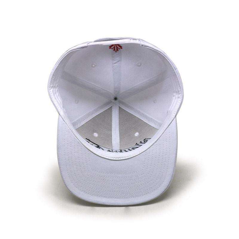 White Flat Brim Snapback Hat with Black Script Embroidery