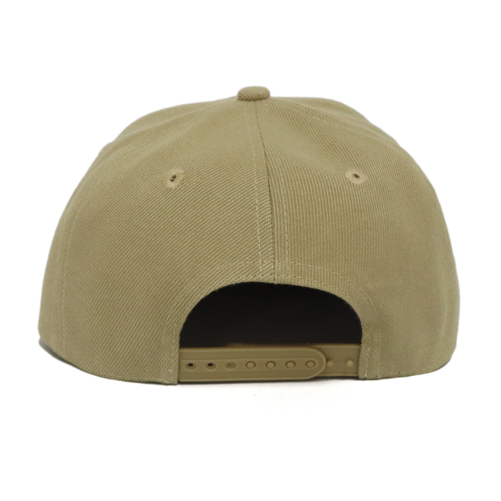 Khaki 6 Panel Snapback Cap with Embroidered Slogan