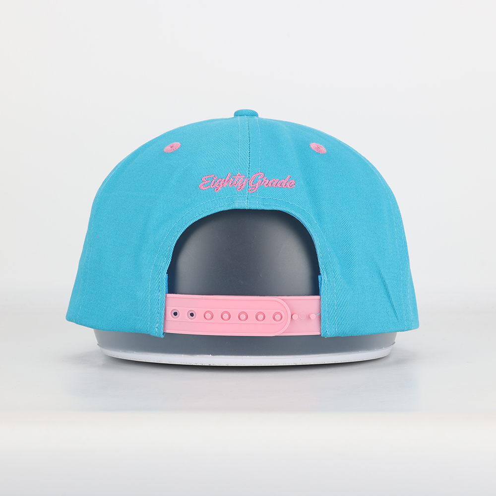 Bright Blue Flat Brim Snapback Hat with Logo Embroidery