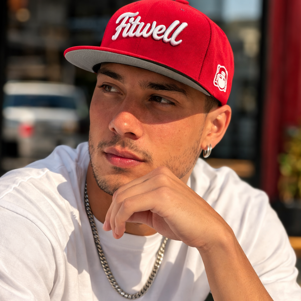 Bold Gothic Letter Embroidered 6 Panel Snapback Cap