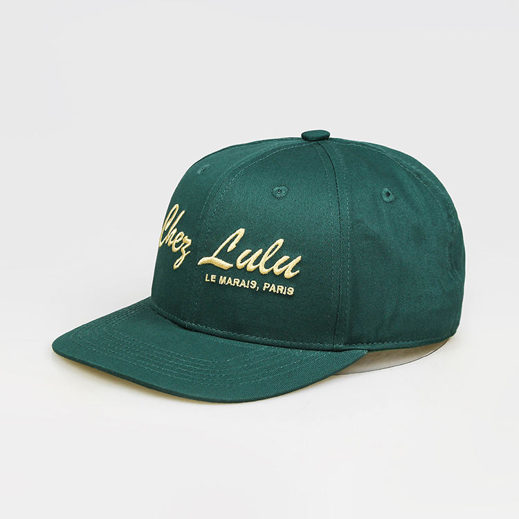 Green 6 Panel Snapback Cap with Embroidered Script Logo