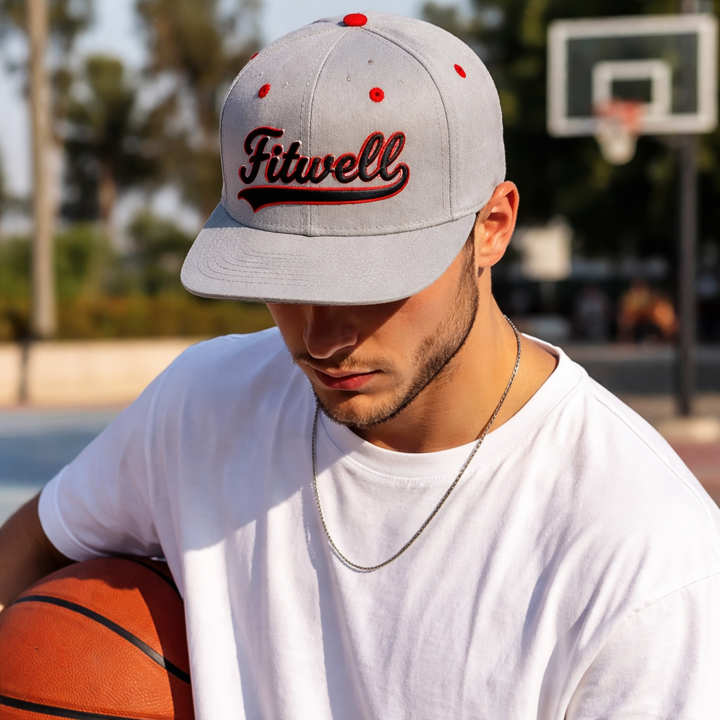 6 Panel Embroidered Snapback Cap Flat Brim Structured Street Style Hat
