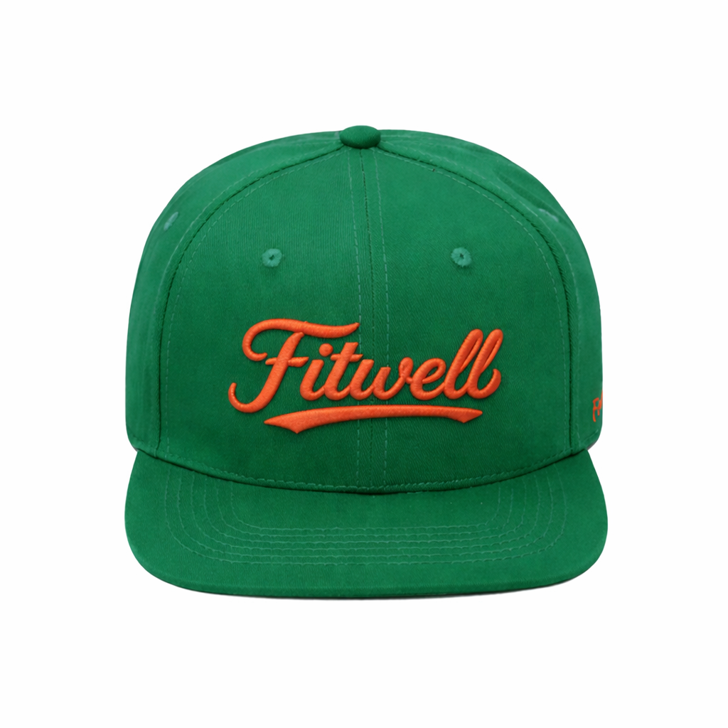 Green Lucky Embroidered Snapback Cap Flat Brim Street Style Adjustable Hat