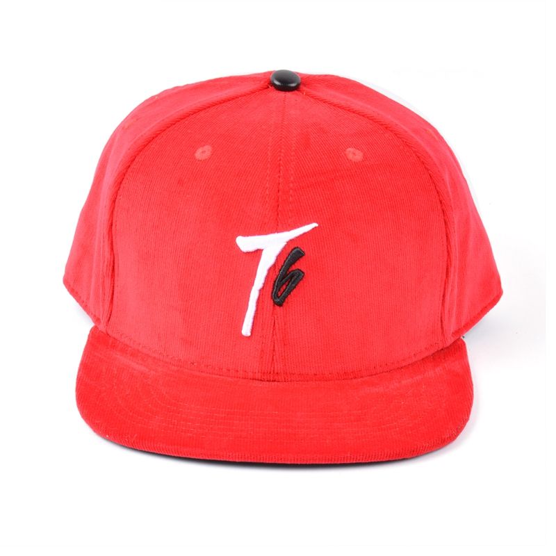 Red 6 Panel Snapback Cap with Minimal T6 Embroidered Logo