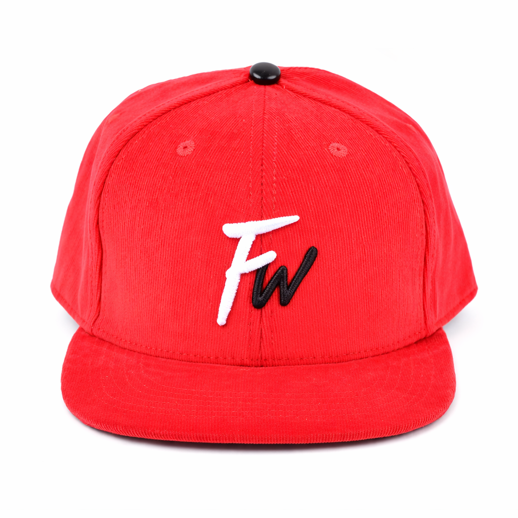 Red 6 Panel Snapback Cap with Minimal T6 Embroidered Logo