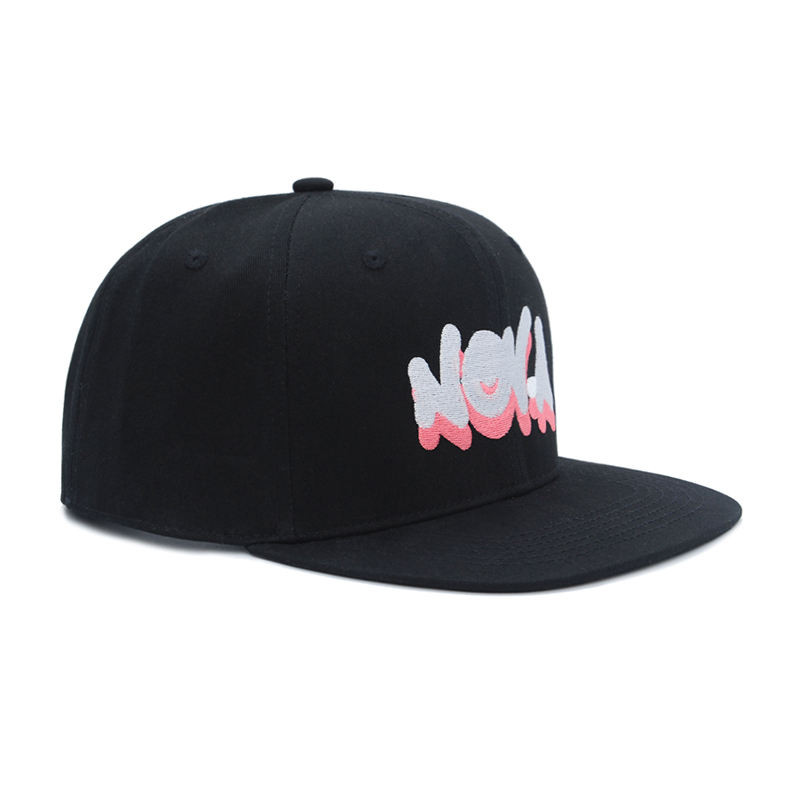 Black NOLA Letter Embroidery Flat Brim Snapback Cap