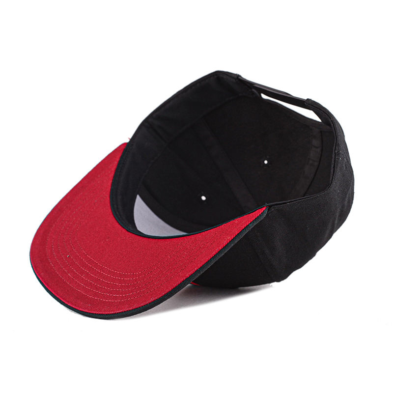 Black Embroidered Wolf Logo Snapback Cap Flat Brim Hip Hop Hat