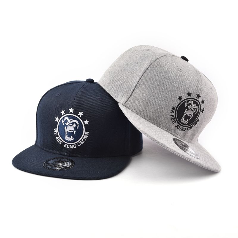 6 Panel Flat Brim Snapback Cap with Custom Embroidered Logo