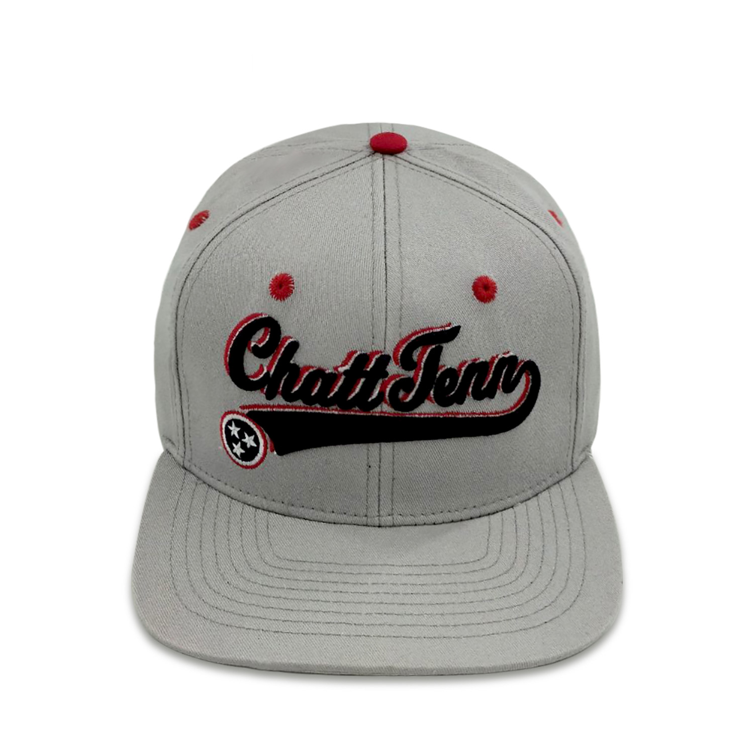 6 Panel Embroidered Snapback Cap Flat Brim Structured Street Style Hat