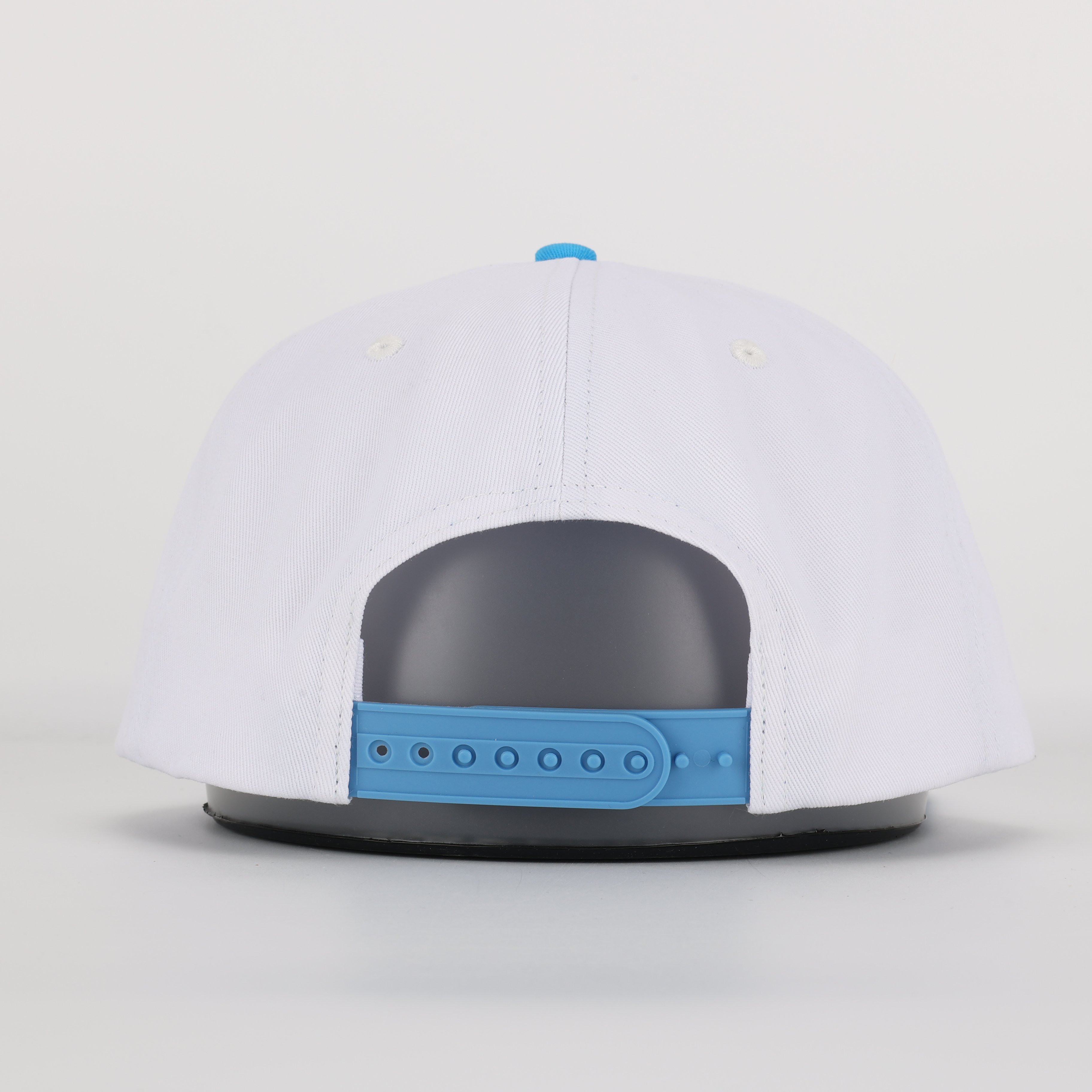 Blue Floral Pattern 3D Script Embroidery Flat Brim Snapback Cap