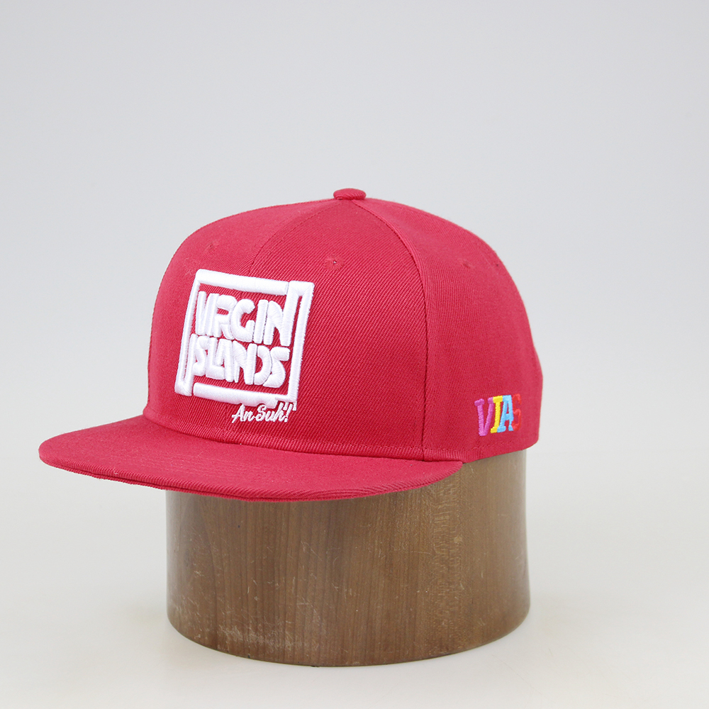 Virgin Islands Red Snapback Hat with White Embroidery