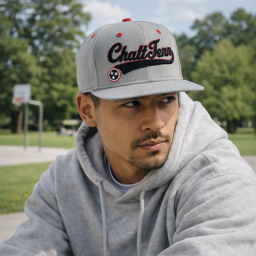 6 Panel Embroidered Snapback Cap Flat Brim Structured Street Style Hat