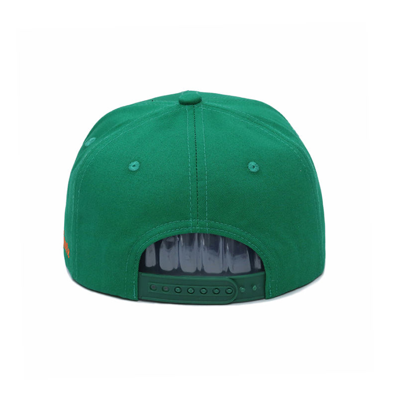Green Lucky Embroidered Snapback Cap Flat Brim Street Style Adjustable Hat