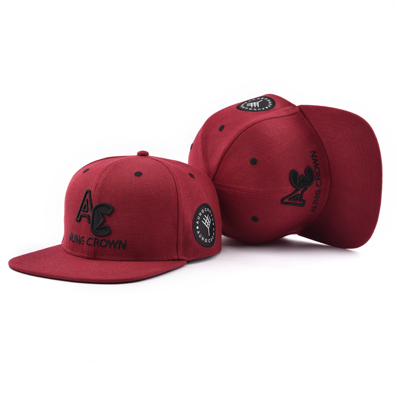 AUNG CROWN AC Embroidered Flat Brim Snapback Cap