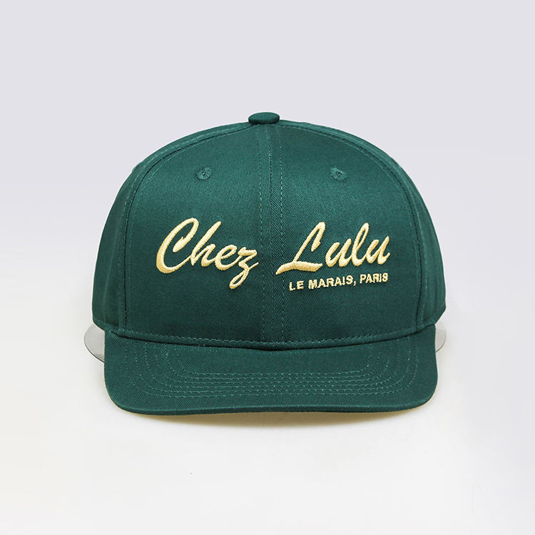 Green 6 Panel Snapback Cap with Embroidered Script Logo