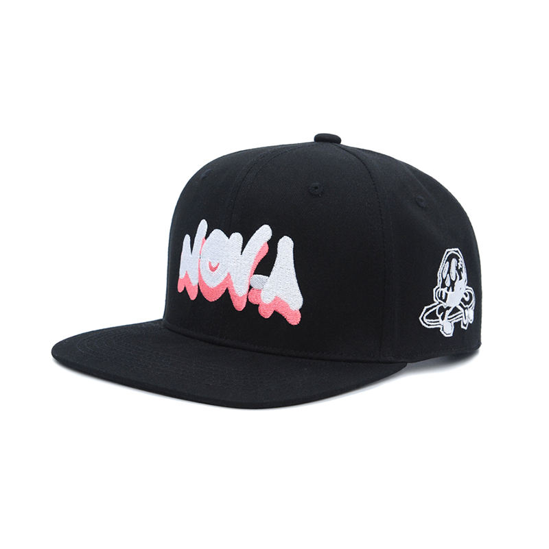 Black NOLA Letter Embroidery Flat Brim Snapback Cap