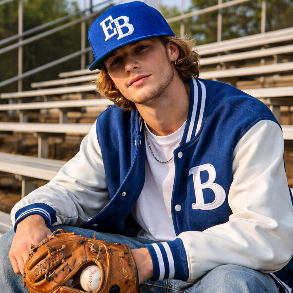 Royal Blue 6 Panel Snapback Cap with 3D Embroidered EB Logo