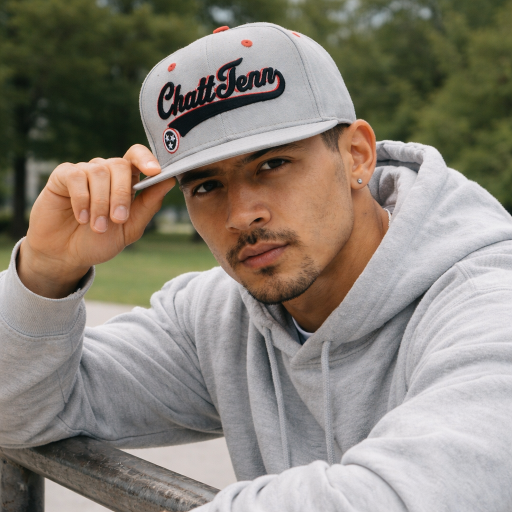 6 Panel Embroidered Snapback Cap Flat Brim Structured Street Style Hat