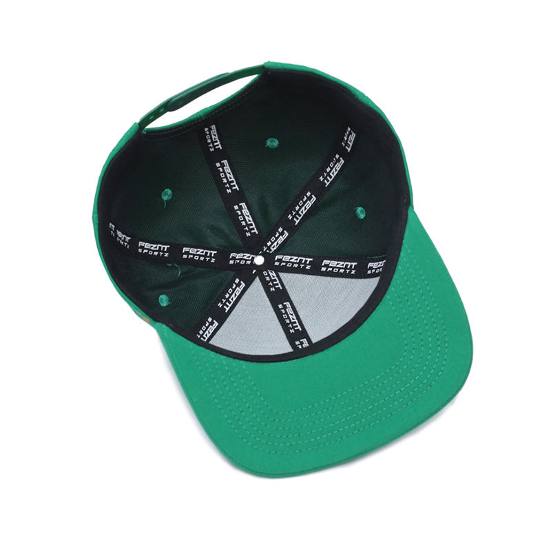 Green Lucky Embroidered Snapback Cap Flat Brim Street Style Adjustable Hat