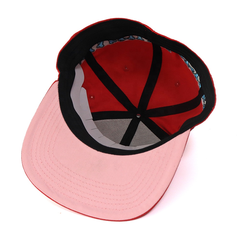 Red Bone Letter Embroidery Flat Brim Snapback Cap