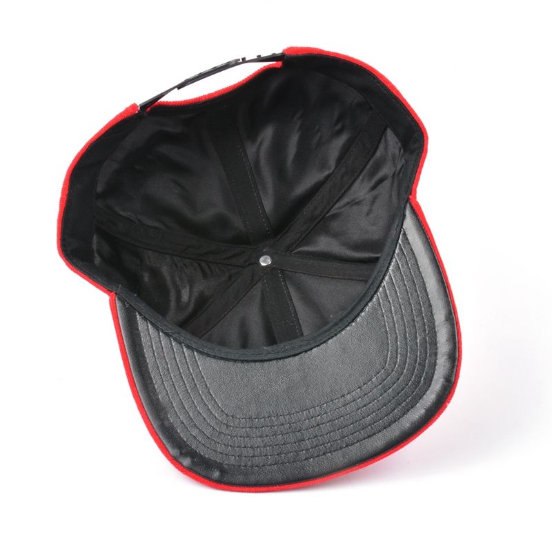 Red 6 Panel Snapback Cap with Minimal T6 Embroidered Logo