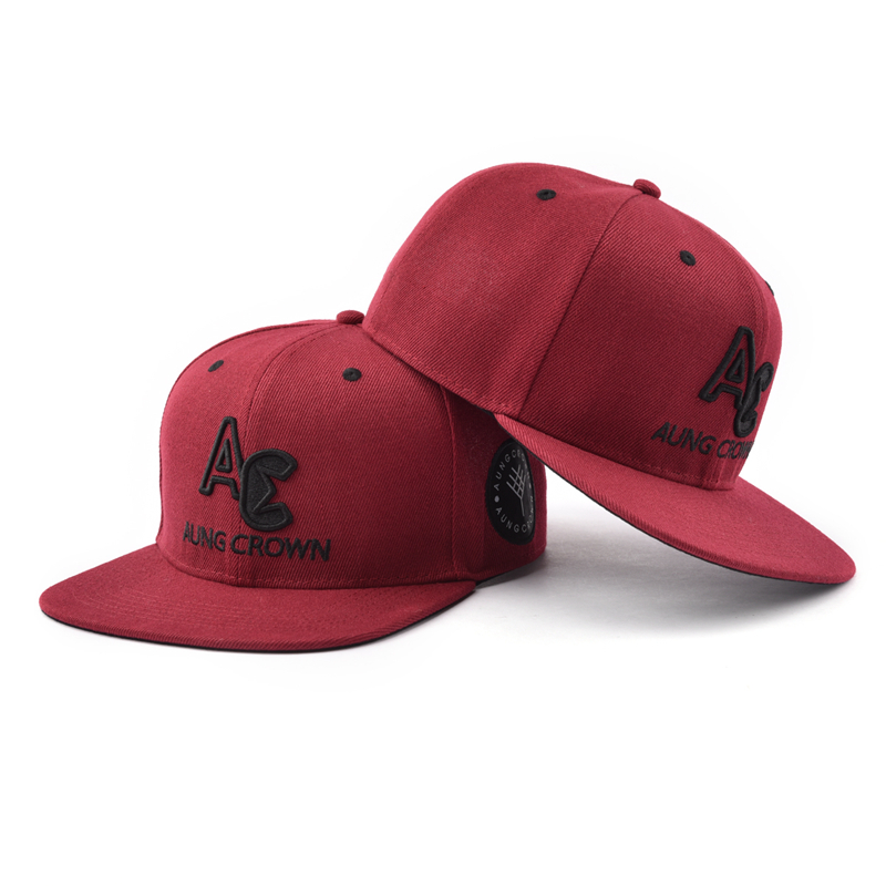 AUNG CROWN AC Embroidered Flat Brim Snapback Cap