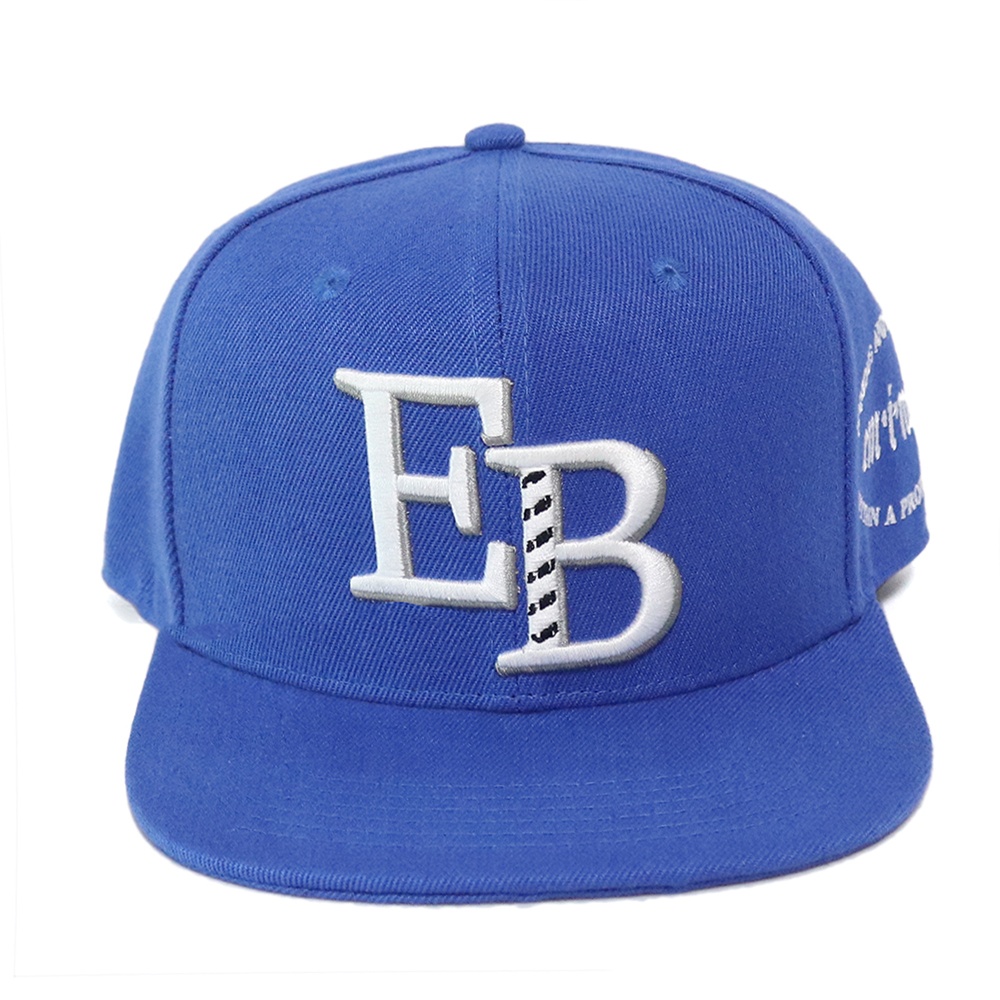 Royal Blue 6 Panel Snapback Cap with 3D Embroidered EB Logo