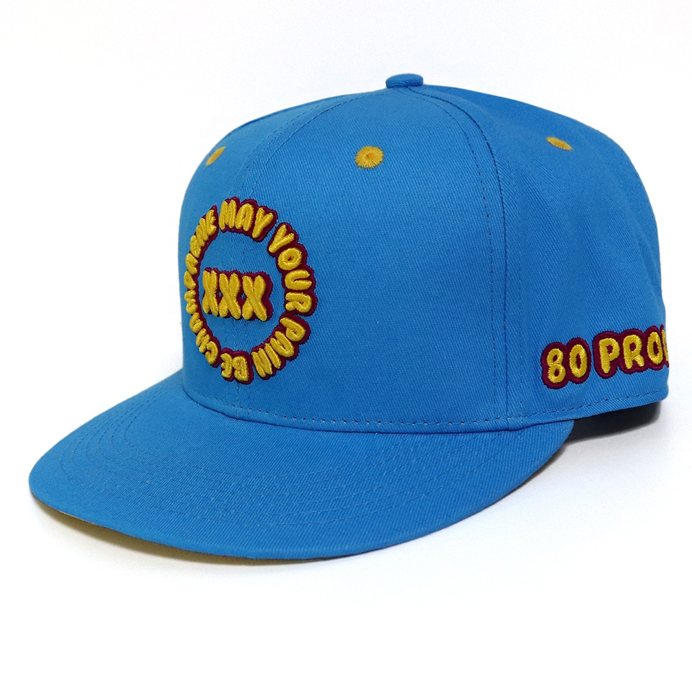 Bold XXX Embroidered Snapback Hat – Blue 6-Panel Flat Brim Cap