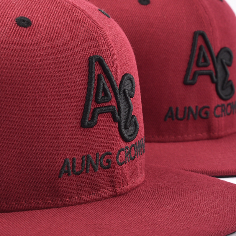 AUNG CROWN AC Embroidered Flat Brim Snapback Cap