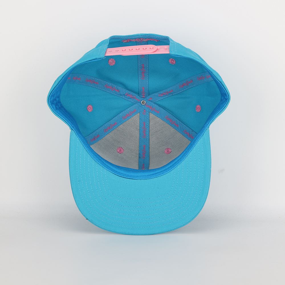 Bright Blue Flat Brim Snapback Hat with Logo Embroidery