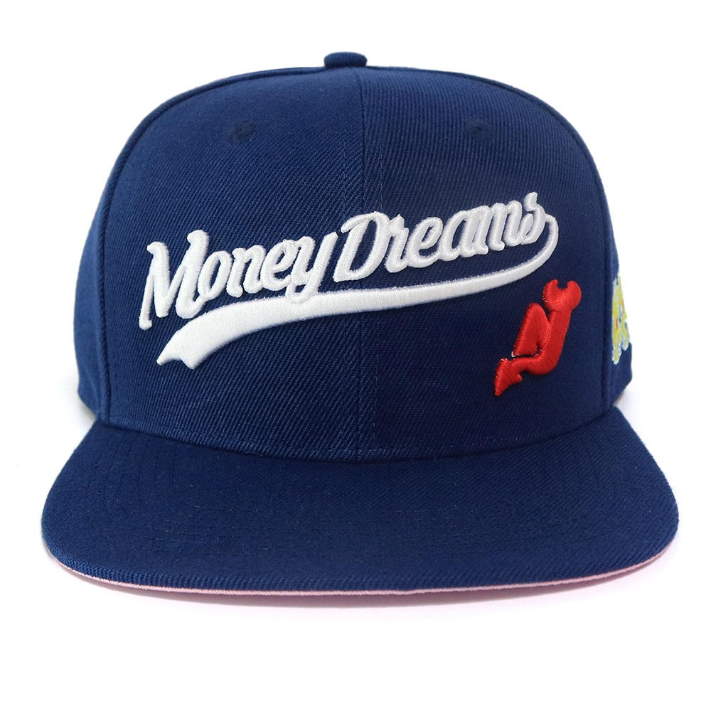 Money Dreams Embroidered Navy Blue Snapback Hat