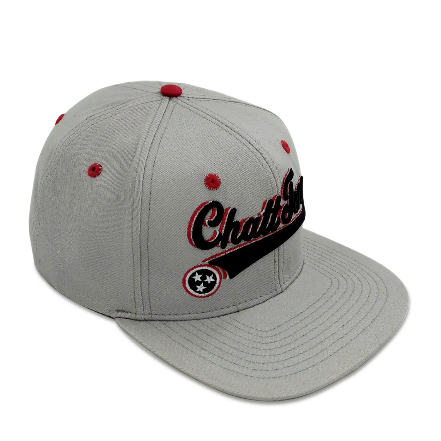 6 Panel Embroidered Snapback Cap Flat Brim Structured Street Style Hat