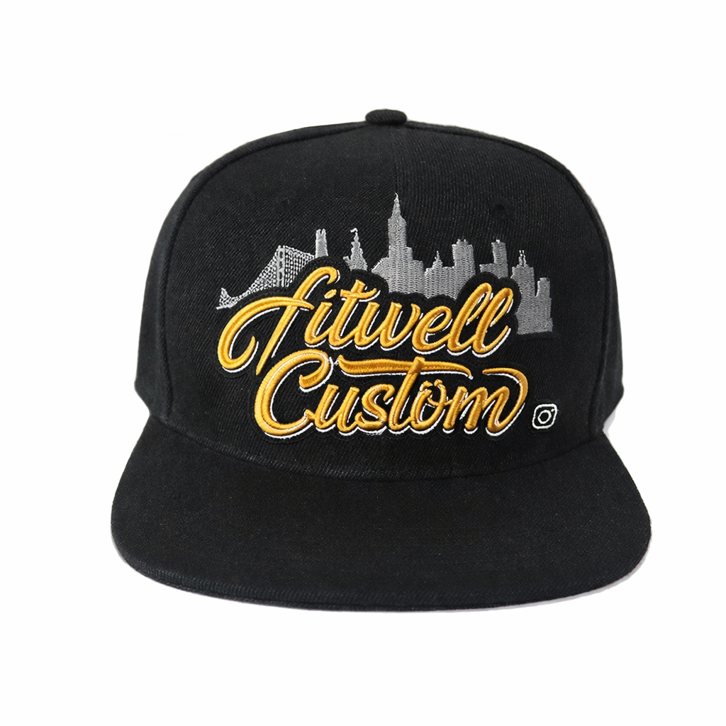 Premium Flat Brim Snapback Cap with Embroidered City Design